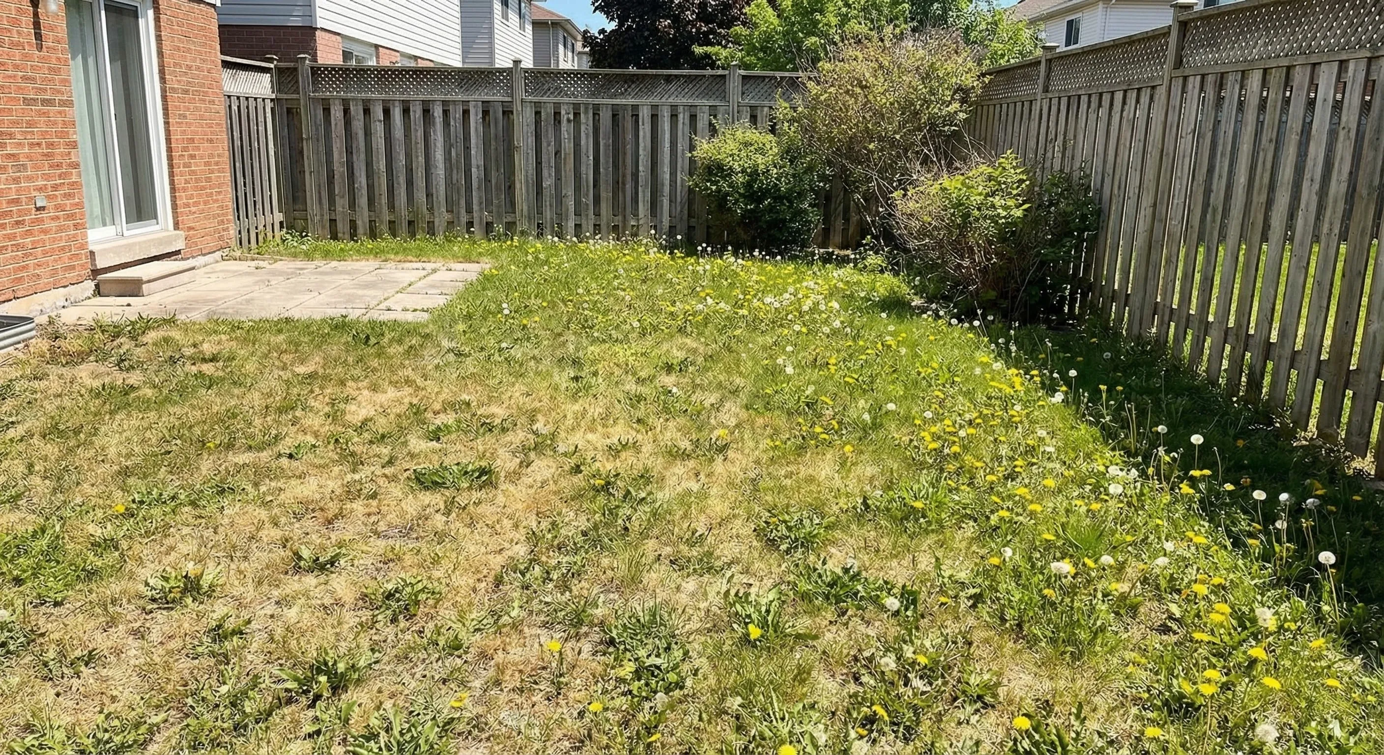 Small townhouse backyard in Alderwood before turf