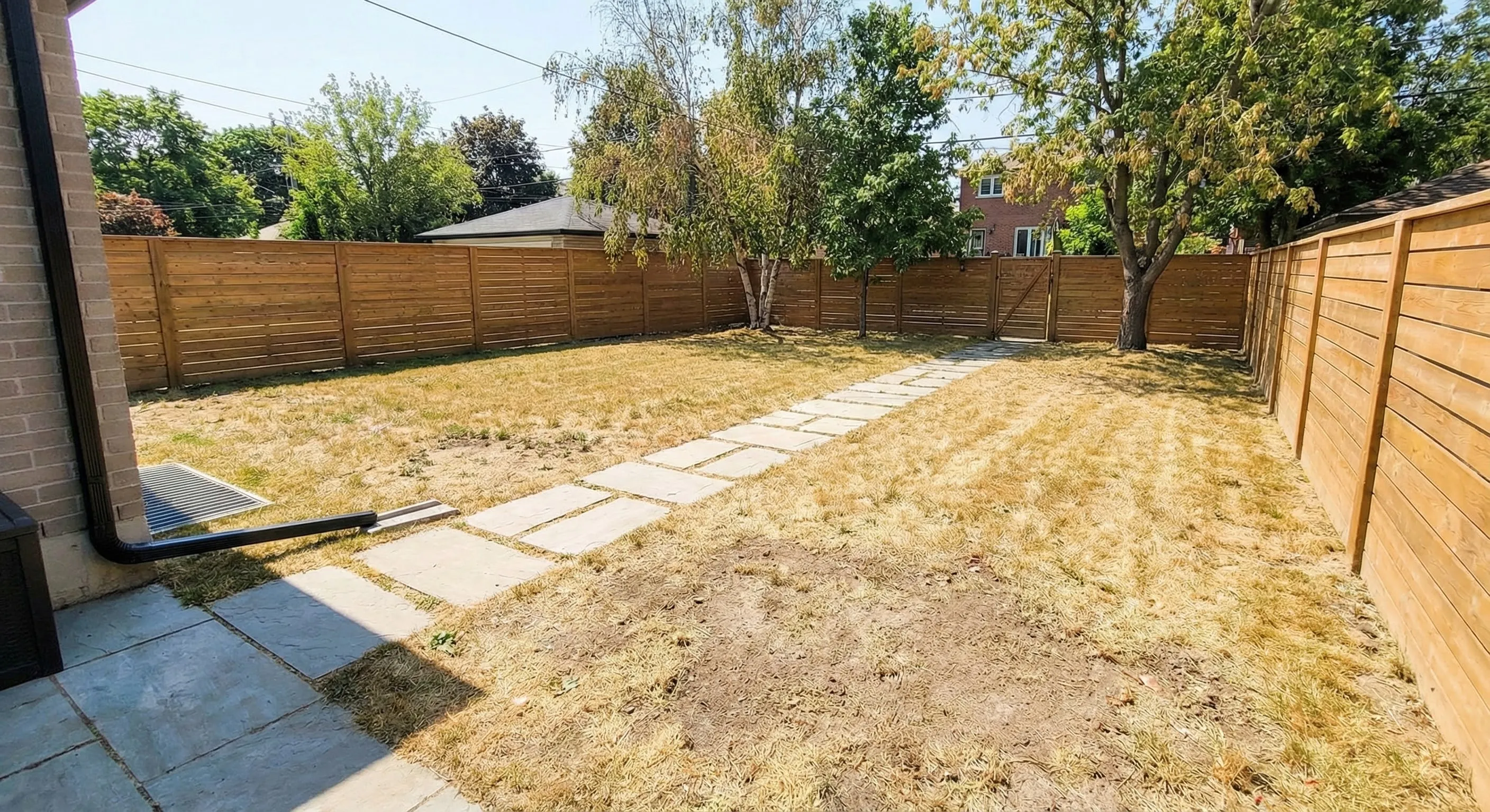 Large muddy yard in Markham before dog run