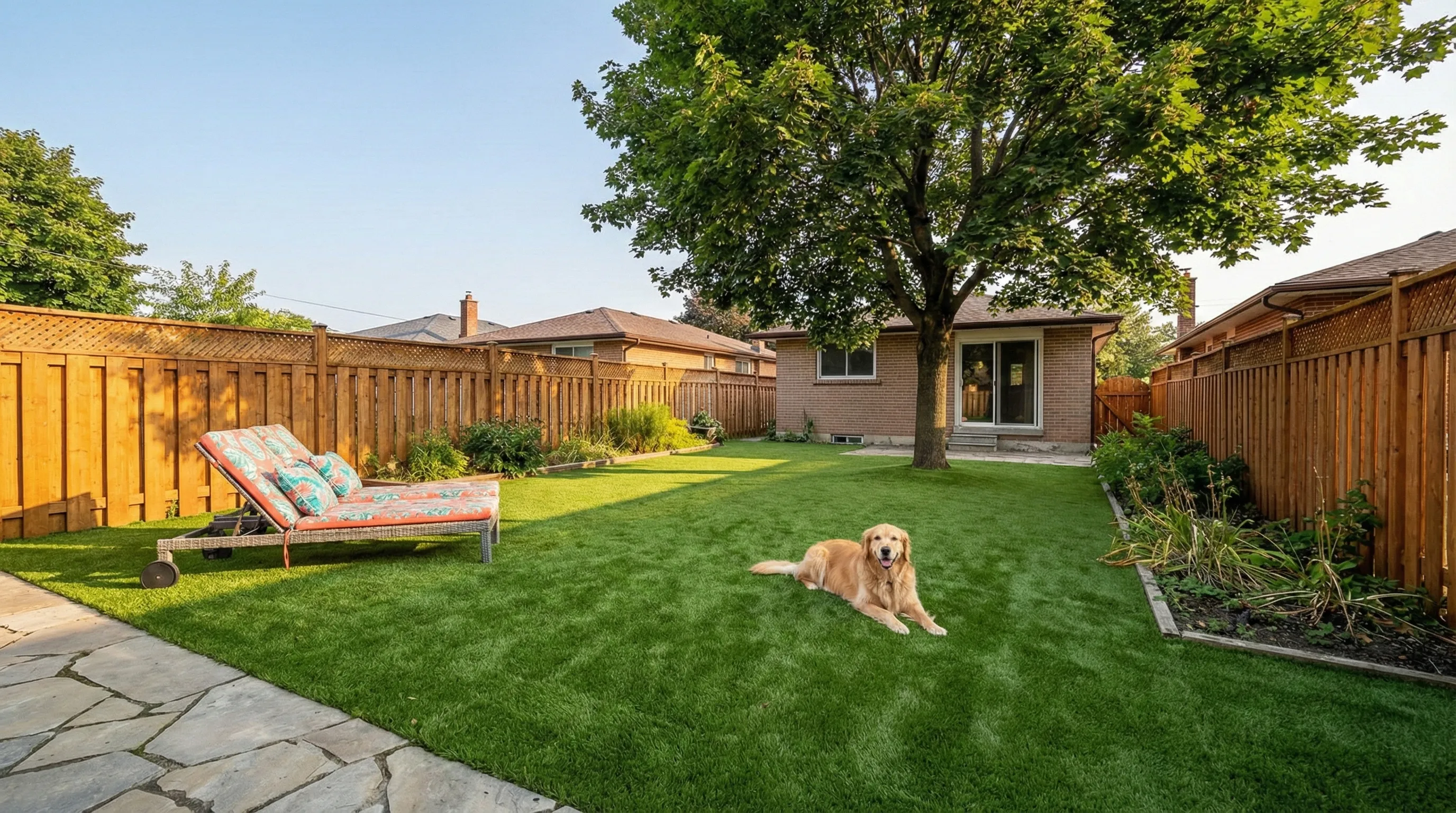 Premium artificial turf backyard integration